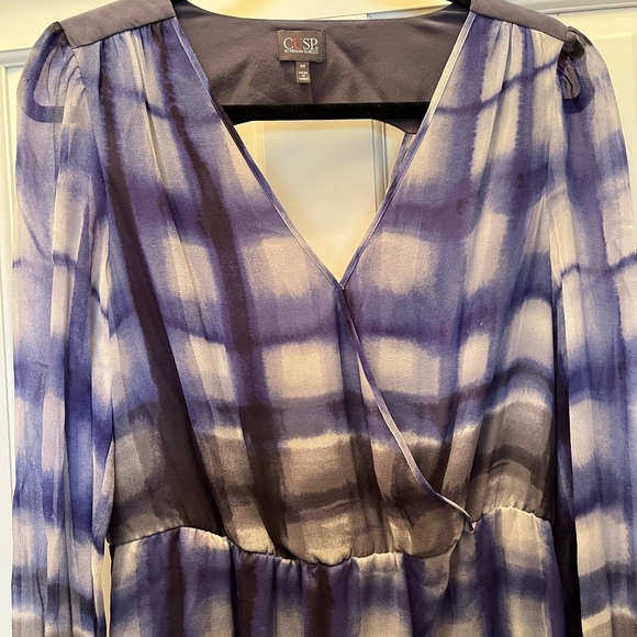 Cusp by Neiman Marcus Blue and Gray Silk Mini Dress - Picture 8 of 10
